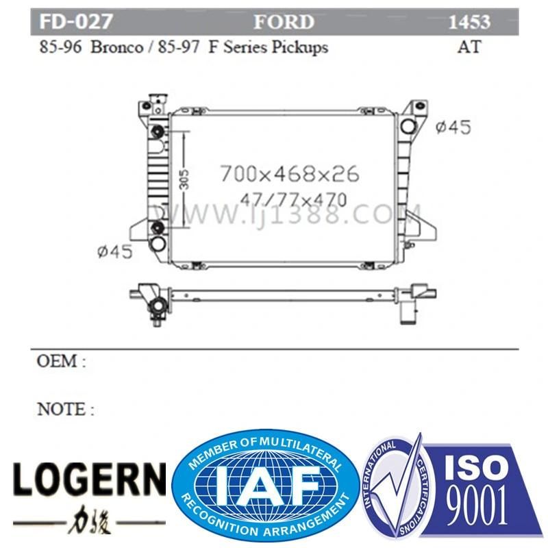 Fd-027 Radiator for Ford Bronco′85-96/F Series Pickups′85-97 at Dpi: 1453