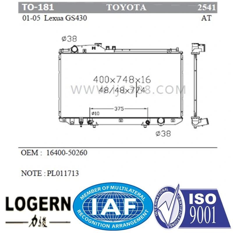Hot Selling Auto Radiator for Toyota Lexua GS430′01-05 at Dpi: 2541
