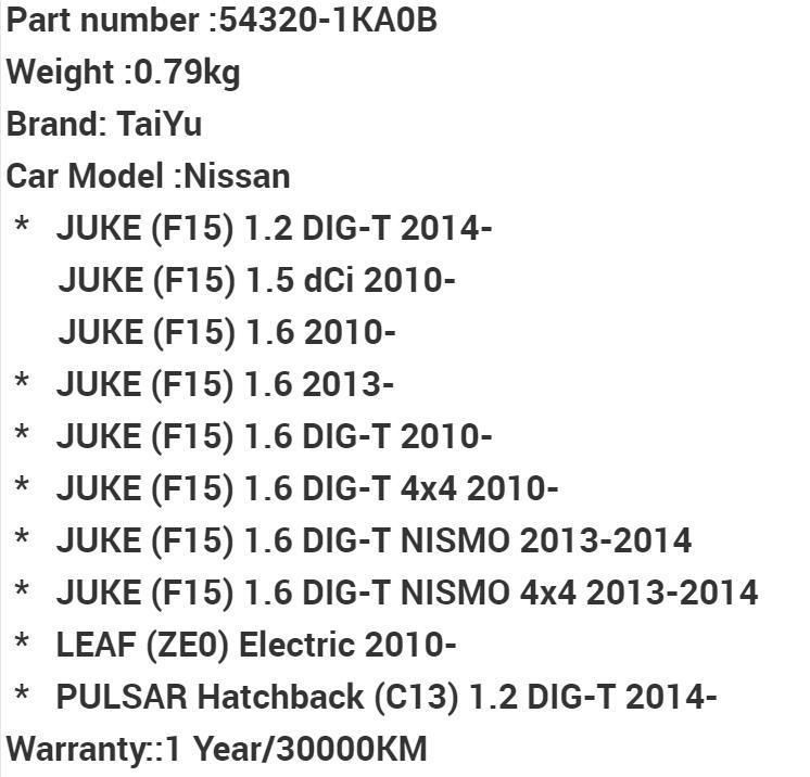 Auto Parts Shock Absorber Rubber Strut Mount 54320-1ka0b for Nissan Juke