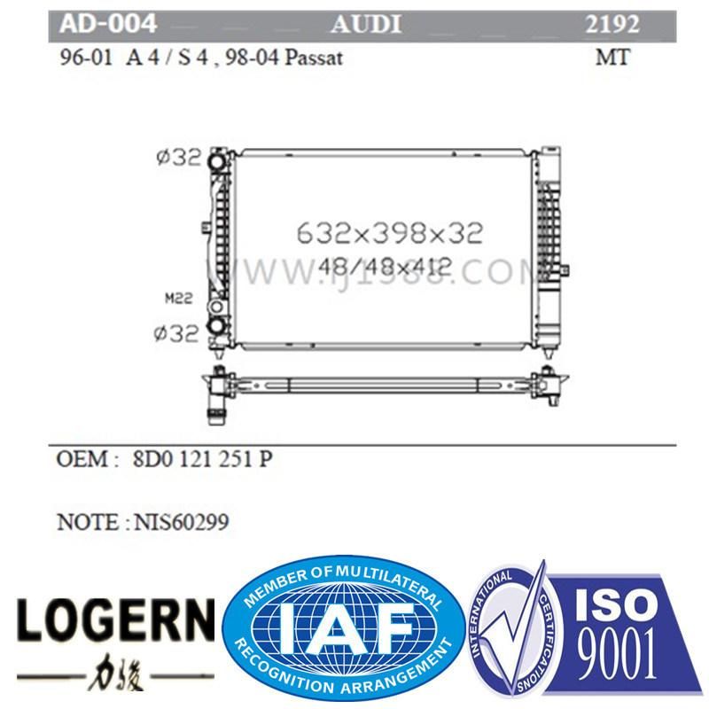 High Quality Auto Radiator for Audi A4/S4′96-01 Mt