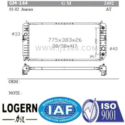 Auto Spare Aluminum Radiator for Aurora&prime;01-02 at Dpi: 2492