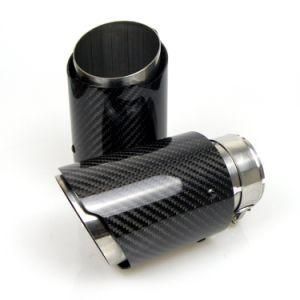 New 4&quot; Akrapovic Type Gloss Carbon Fibre Exhaust Tip Tailpipe Stainless Steel