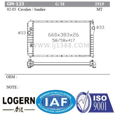 Car Spare Part Radiator for Cavalier/Sunfire&prime;02-05 Mt Dpi: 2519