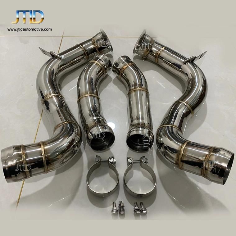 Stainless Steel Car Exhaust Downpipe with Heat Shield for Benz W205 C63 C63s Amg