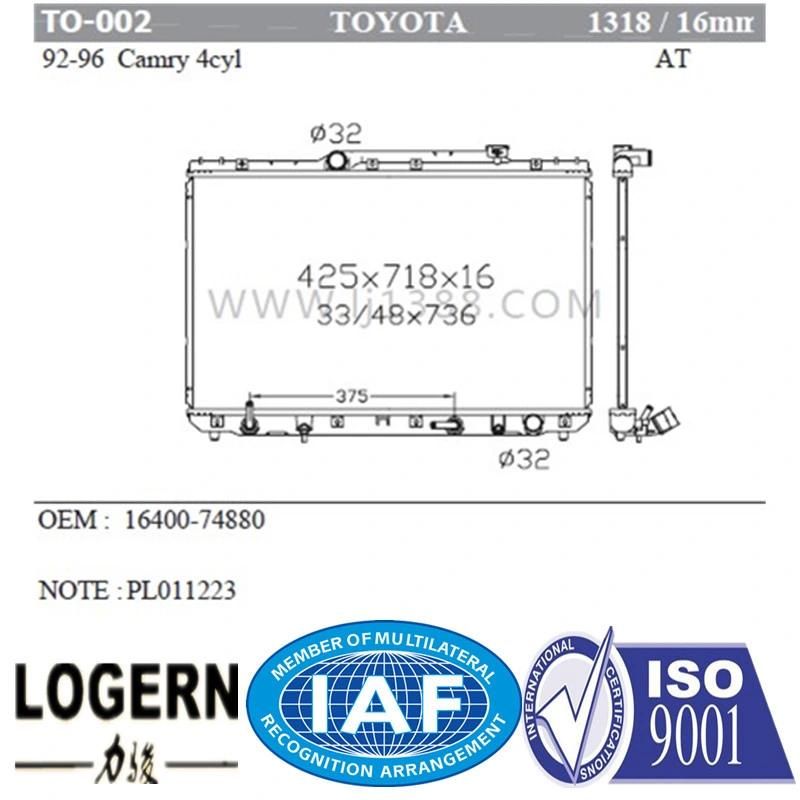 to-002 Auto Radiator for Toyota 92-96 Camry 4cyl at Dpi: 1318