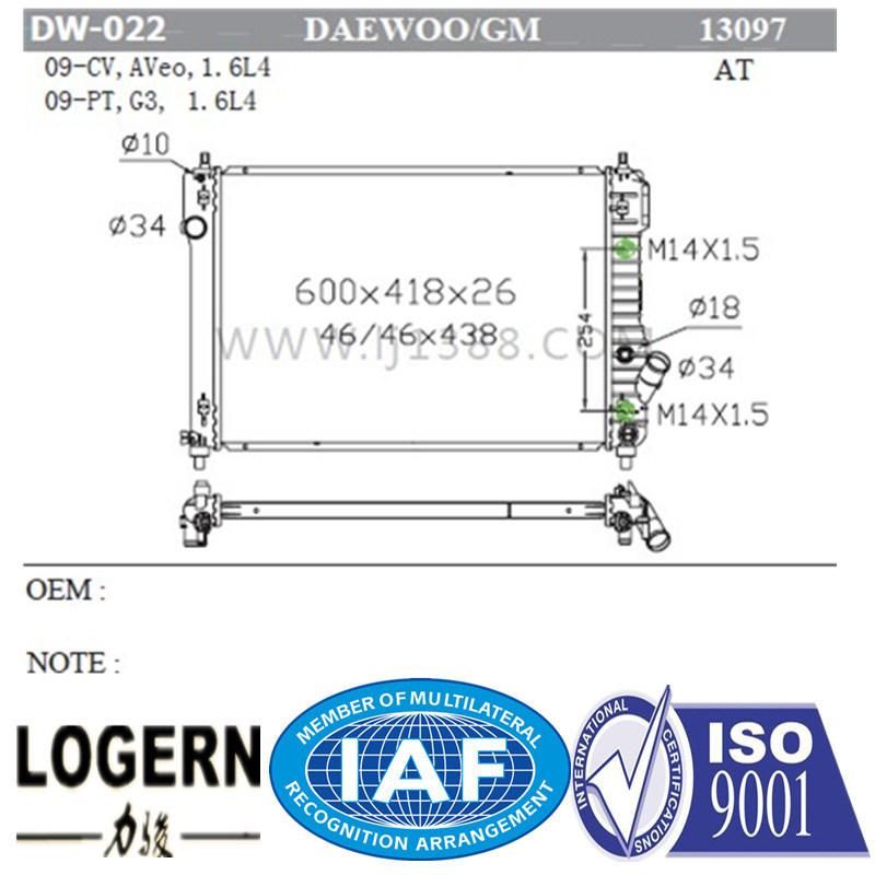 Auto Radiator for Daewoo Aveo/G3 at Dpi: 13097