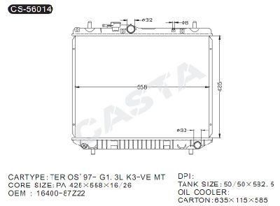 Car Cooling System Aluminum Radiator for Terios&prime;97- G1.3L K3-Ve Mt