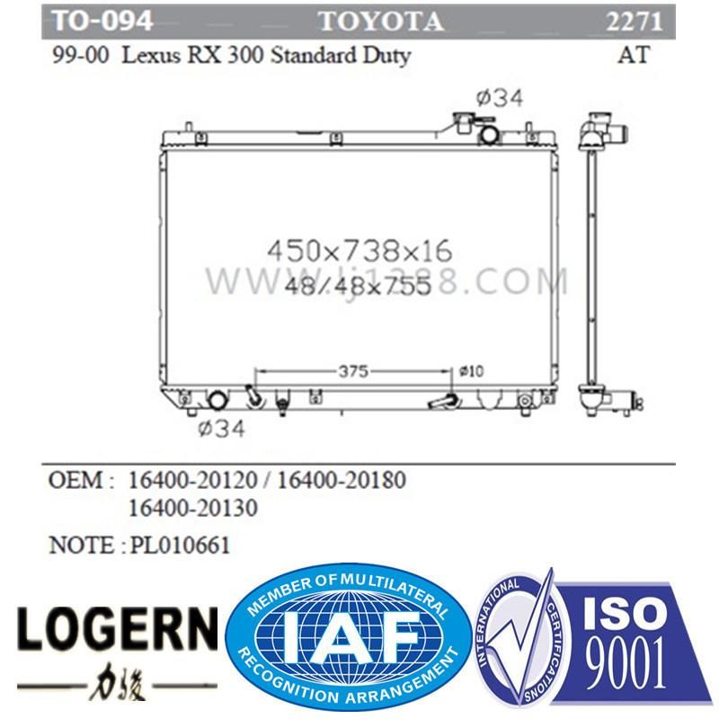 Radiator for Toyota 99-00 Lexus Rx 300/at/Dpi: 2271