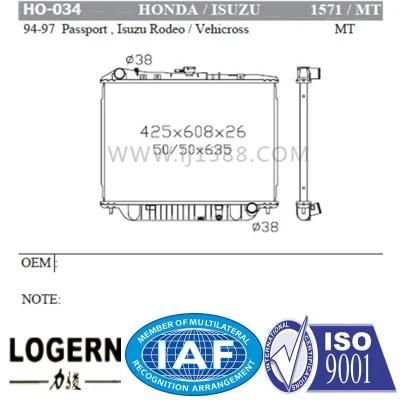 Cooling Machine Radiator for Honda Passport/Isuzu Rodeo/Vehicross&prime;94-97 Mt/PA26 Dpi: 1571