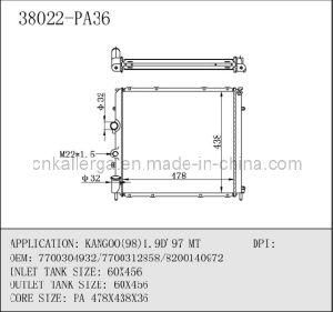 Auto Radiator for Renault 38022