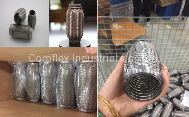 Exhaust Flexible Pipe with Inner Braid, Automotive Exhaust Flexible Interlocked Exhaust Corrugated Pipe/Connectors~