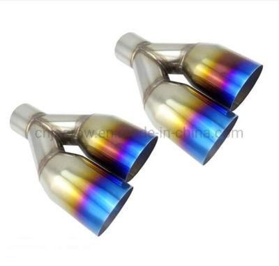 2.5 3.5 Muffler Staggered Dual Exhaust Tip Polished Stainless Blue Burnt