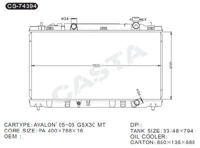 Whole Sale Price Auto Radiator for Toyota Avalon&prime;05-06 Gsx30 Mt