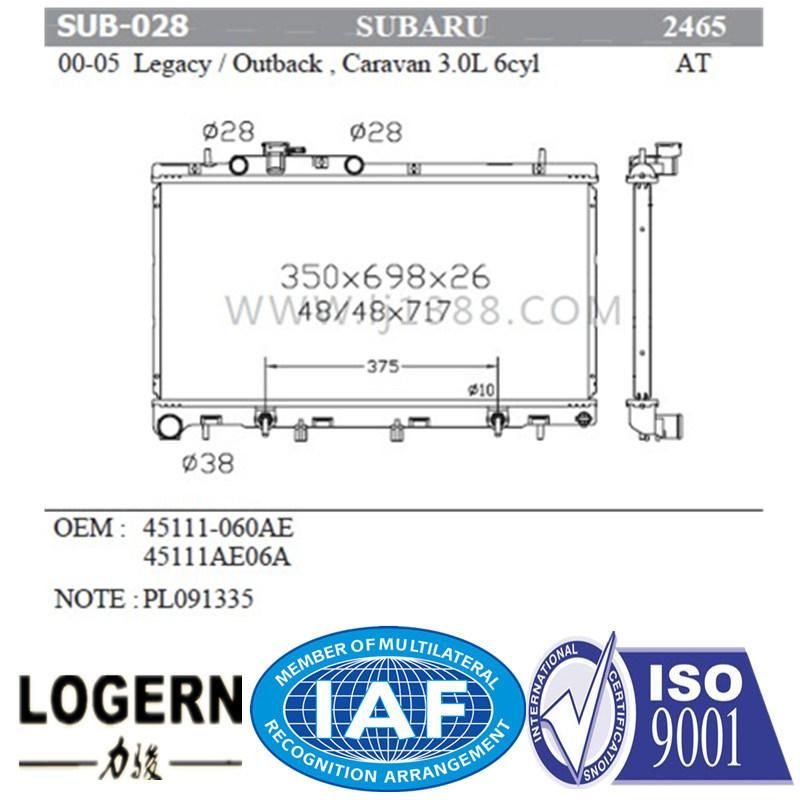 High Quality Radiator for Subaru Legacy/Outback/Caravan′02-05 at