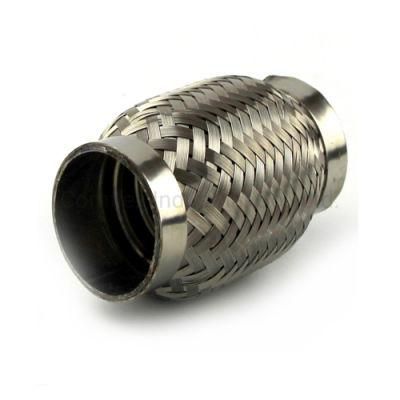 Exhaust Flexible Pipe with Inner/Outer Braid and Nipple, Stainless Steel Flexible Exhaust Pipe/Connectors~