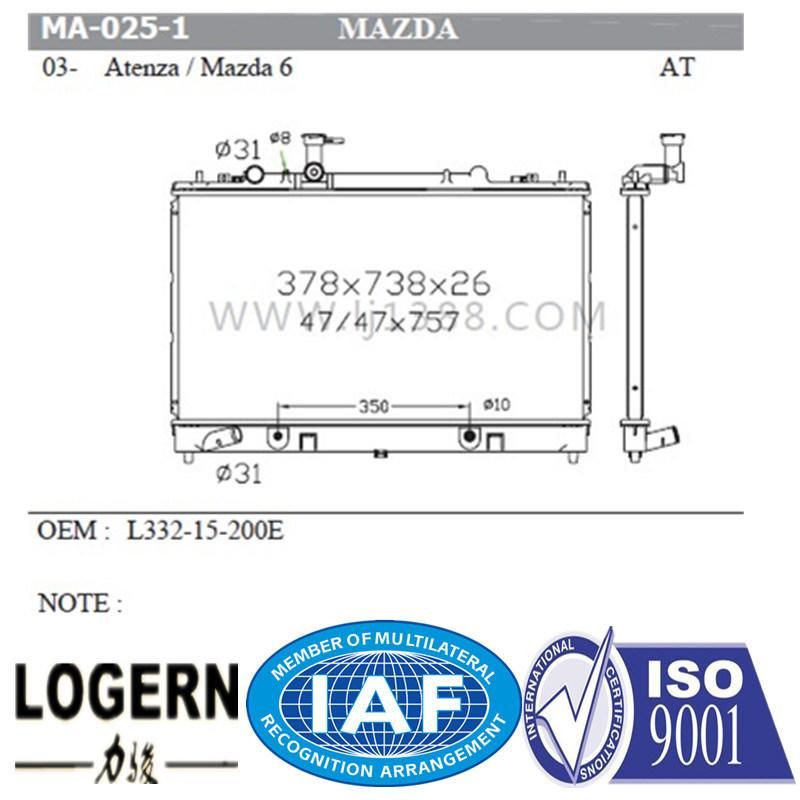 Ma-025-1 Auto Radiator for Mazda03- Atenza/Mazda 6′03-04/at/PA26