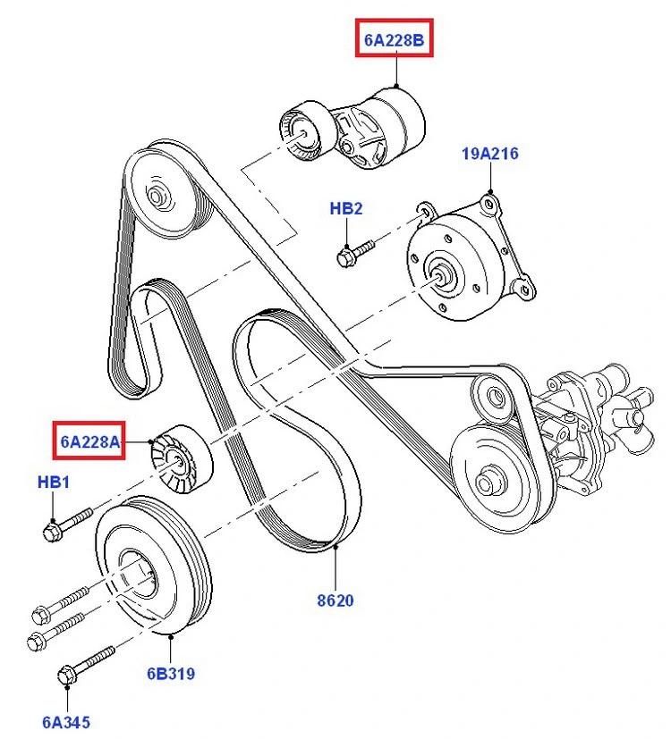 Genuine Tensioner Pulley for Ford Transit V348 2.4L 6c1q 6A228 Bc 1445915