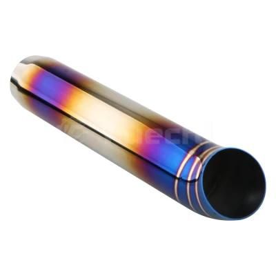 Universal Burnt Blue Curved Stainless Steel Pipe Exhaust Muffler