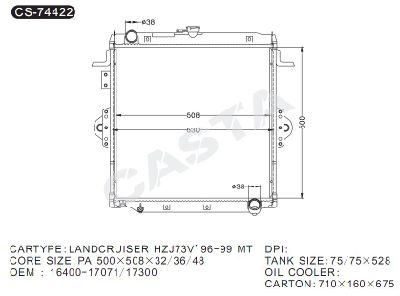 High Quality Auto Radiator for Landcruiser Hzj73v&prime;96-99 Mt