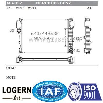 Auto Aluminum Radiator for Benz W216/W211&prime;05- at/PA32