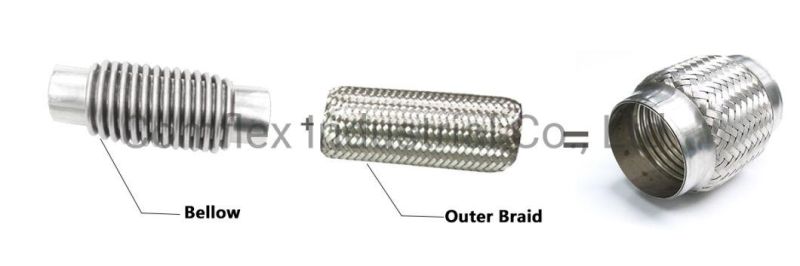 Stainless Steel Exhaust System Flexible Pipe Connector with Mesh Braid~