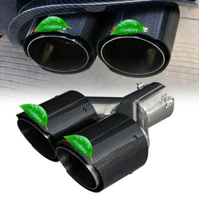Customize Logo Car Carbon Fiber Dual Muffler Exhaust Pipes