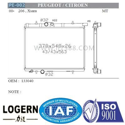 Aluminum Auto Radiator for Peugeot 00- 206/Xsara Mt