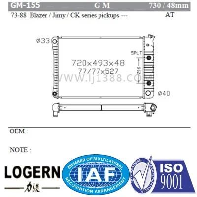 Auto Radiator for Blazer/Jimy/Ck Series Pickups&prime;73-88 at/PA48 Dpi 730