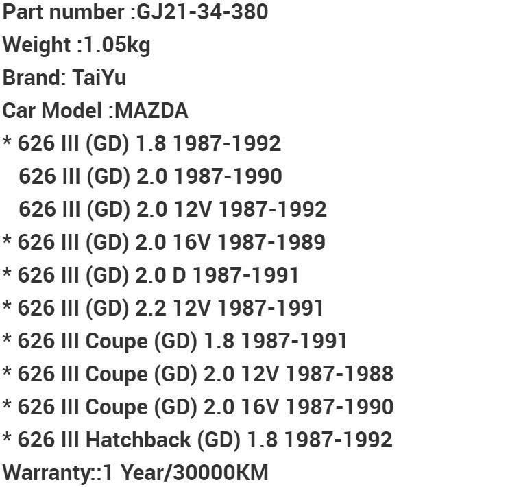 Auto Parts Rubber Strut Mount Gj21-34-380 for Mazda 626 III