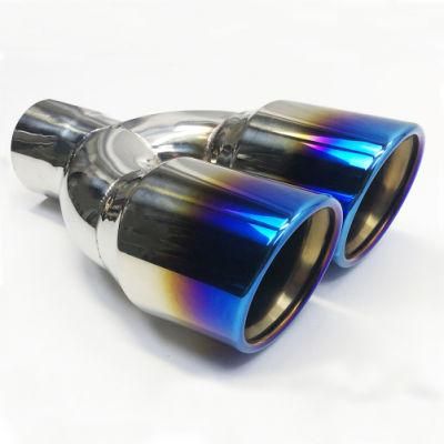 Dual Exhaust Tail Pipe Burnt End Tip Chrome Blue Color