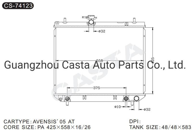 Aluminum Auto Parts Radiator for Toyota Avensis′ 05- Terios 2012- OEM: 16400-87418/87419
