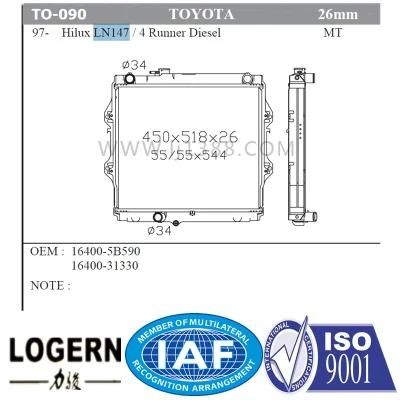 Radiator for Toyota 97- Hilux Ln147/4 Runner Diesel Mt