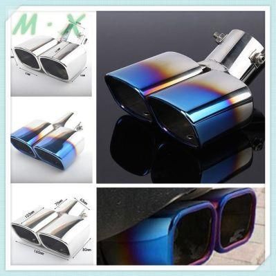High Qaulity Car Exhaust Pipe Muffler Tail Pipe Double Outlet Tailpipe Universal Stainless Steel Muffler Noise Canceller