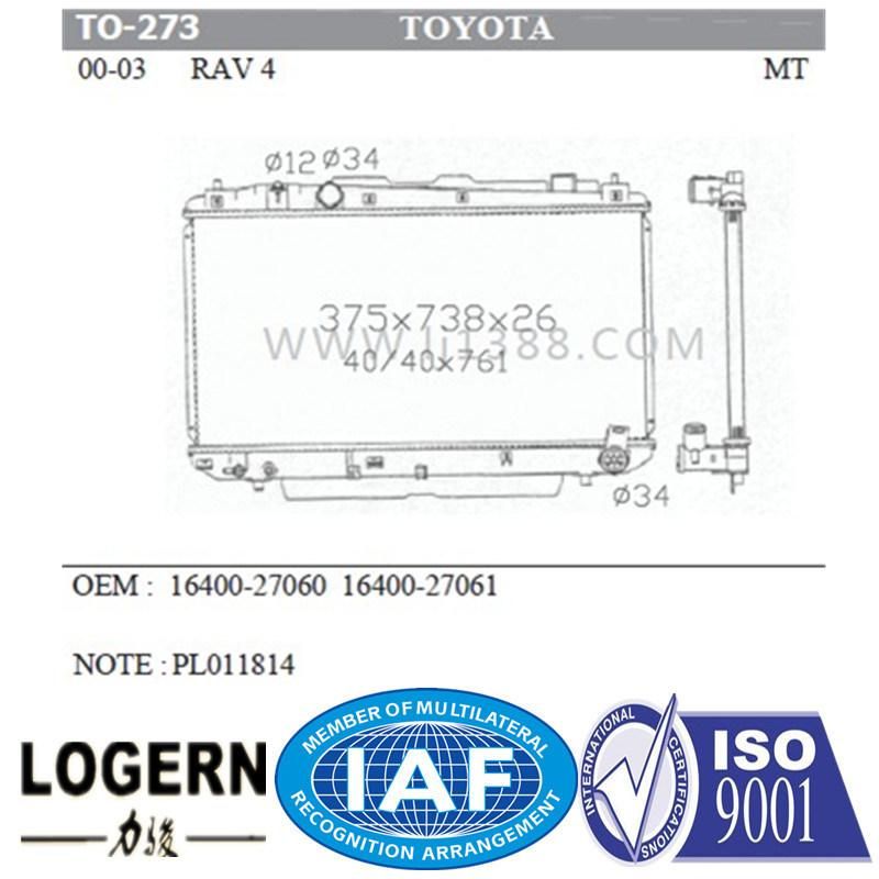 to-273 Cooling System Car Radiator for Toyota RAV 4′00-03 Mt