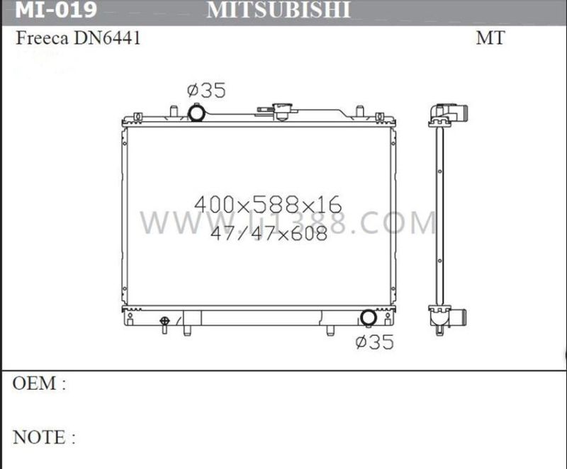 High Efficient Auto Aluminum Radiator for Mitsubishi Freeca Dpi: 6441 Mt