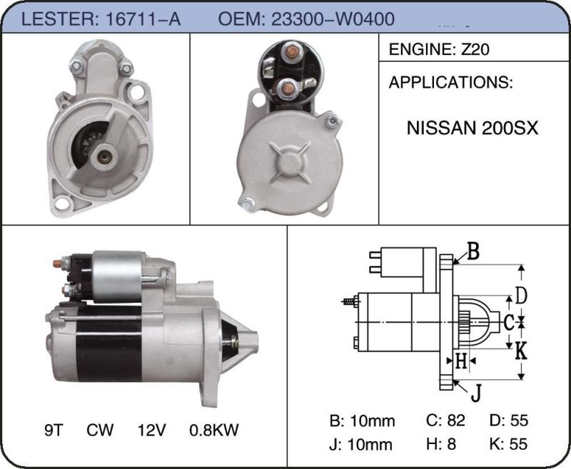 Electric Car Starter Auto Motors for Nissan 23300-W0400