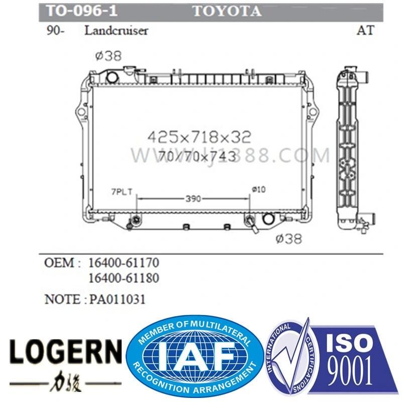 to-096-1 Auto Engine Radiator for Toyota Landcruiser′90-93 at/PA32