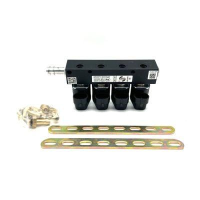 Fuel Gas 4cyl Auto Kit Gnv Common Rail Injector Black Coil 4cyl 3ohm Injector Rail for LPG