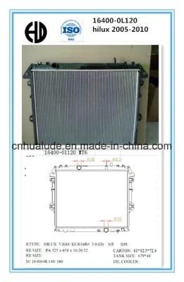 High Quality Aluminum Brazed Auto Radiator for Toyota Hilux 2005-2010