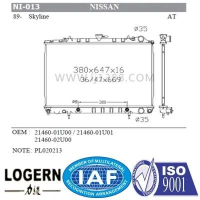 Car Aluminum Radiator for Nissan Skyline&prime;89-at 21460-01u00