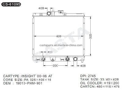 Best Quality Radiator for Honda Insight&prime;00-06 at 19010-Phm-901/Dpi: 2745