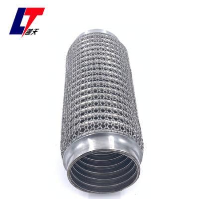 Engine Exhaust Outer Mesh Interlock Flexible Pipe, 63.5mm ID Car Exhaust Muffler Repair Pipe