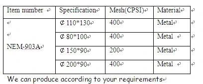 200 Mesh Metallic Substrate Catalyst for Car