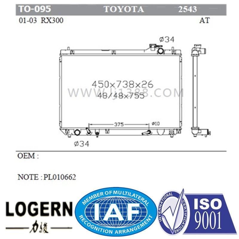 to-095 Mechanical Auto Car Radiator for Toyota Rx300′01-03 at Dpi: 2543
