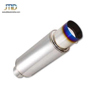 Racing Universal Stainless Steel 2&quot; Inlet 4&quot; Outlet Exhaust Muffler with Straight Blue Burnt Tip