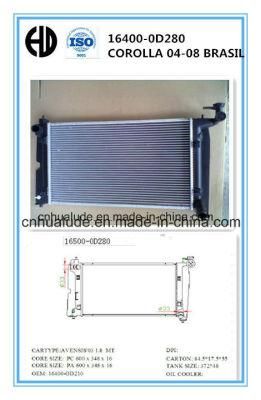 2014 Hot Sale High Quality Aluminum Car Radiator for Corolla Brasil