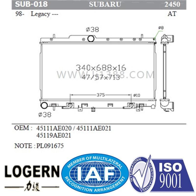 Auto Radiator for Subaru Legacy ′98-/Mpreza Wrx′03 H4/Dpi: 2450