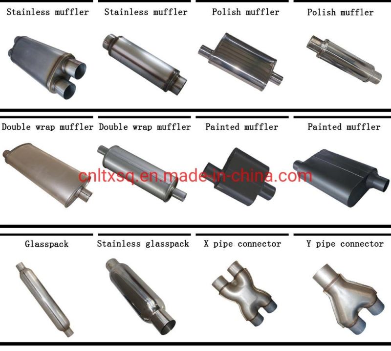 Universal Stainless Steel Car Resonator Exhaust Muffler 2.5" Inlet to 2.5" Outlet Exhaust Tip Pipe Tube