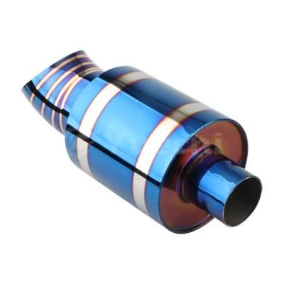 Burnt Blue Curved Stainless Steel Single Pipe Exhaust Muffler