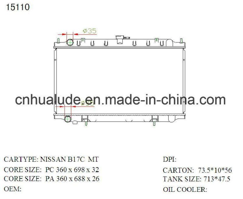 Aluminum Plastic Brazed Car Radiator Bd22/Td27 Mt22
